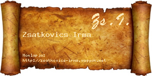 Zsatkovics Irma névjegykártya